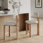 26.5'' Stylish Round Stools with Low Back - Comfortable Upholstered Seat & Natural wood colour Metal Frame for Kitchen & Dining