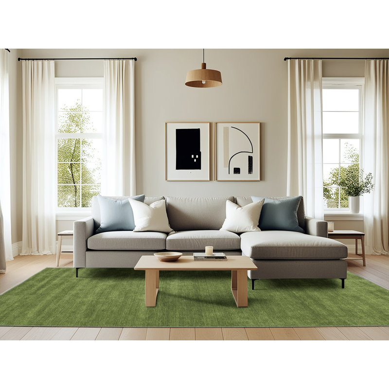 Tapis de zone vert contemporaine, Rectangle 6 pi x 9 pi