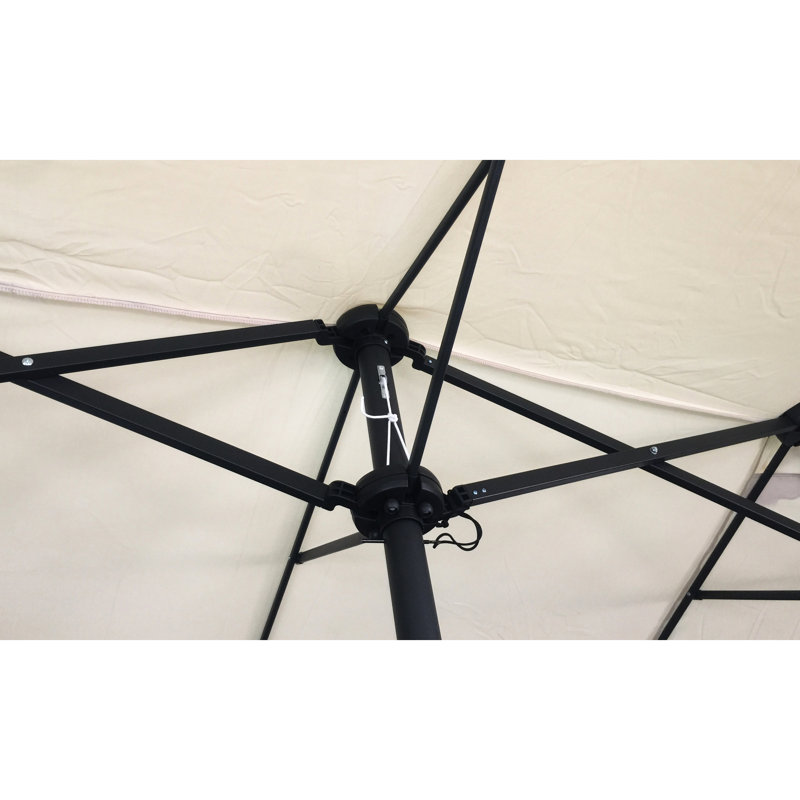 Très grand parasol de patio de 15 pi x 9 pi - Double extérieur avec manivelle et évent Ventize