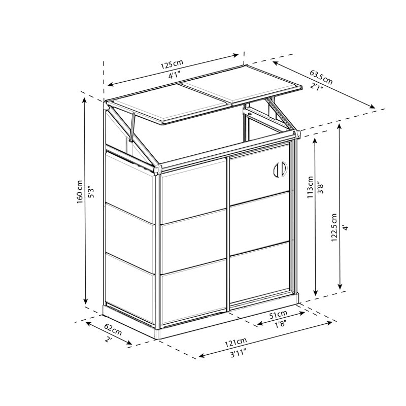 Lean to 2 Ft W x 4 Ft D Grow House
