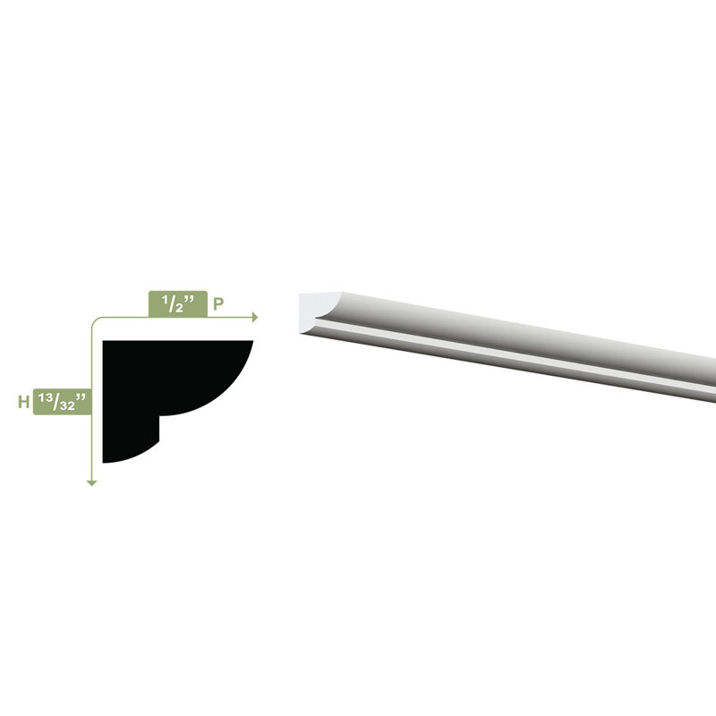Moulure en PVC H 3/8 po x P 1/2 po x L 96 po