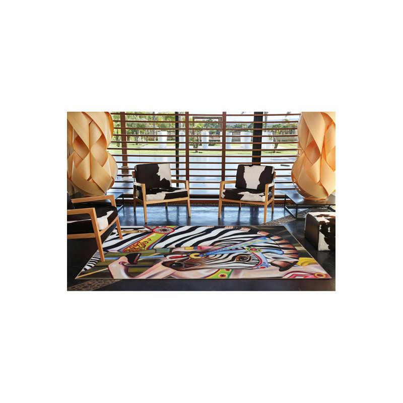 Tapis décoratif à motif de tête de zèbre lavable à la machine, Tapis de couloir 2 pi 6 po x 9 pi 10 po