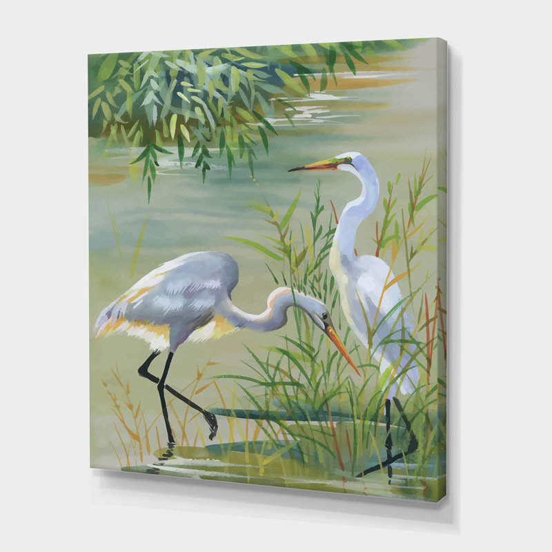 Heron Birds I - reproduction sur toile, Toile tendue, H 20 po x l 12 po x P 1po