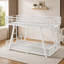 Lit superposé simple TG au-dessus de simple TG avec 2 échelles latérales, lit superposé en métal avec pieds de support spéciaux et lumière DEL, lit superposé à profil bas, blanc