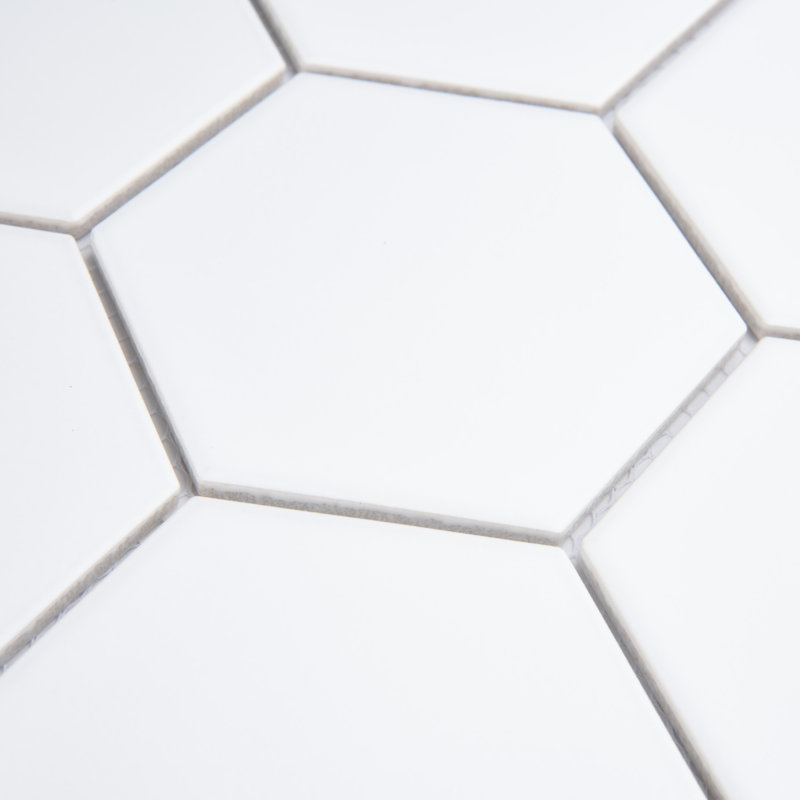 Metro Super 4" Hex Matte White 10" x 11-1/2" Porcelain Mosaic Tile