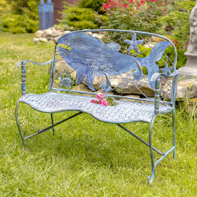 Hubler Whale Iron Garden Bench