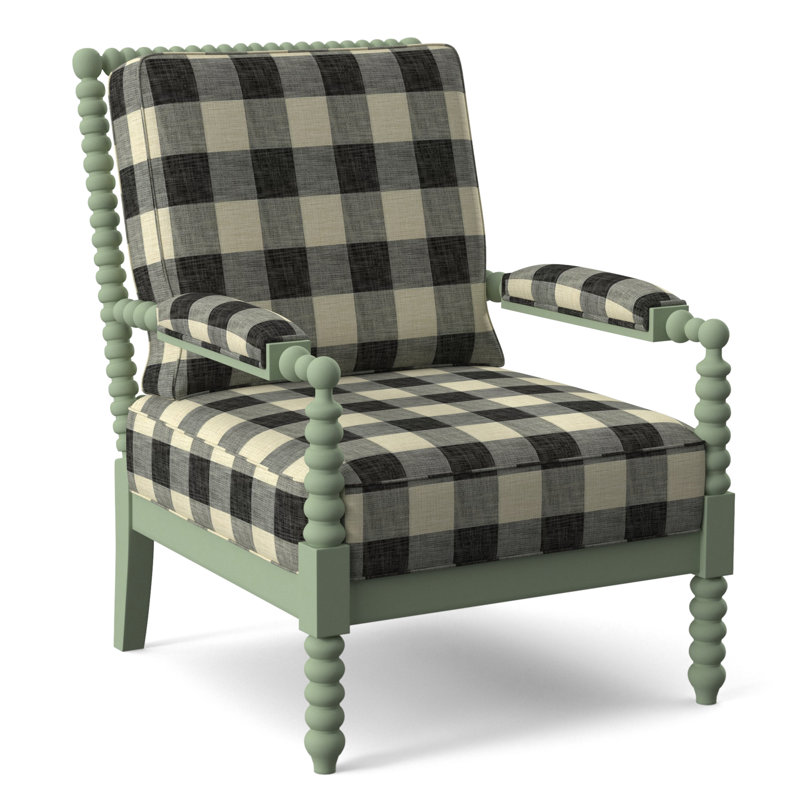 Fauteuil Jamilla Sabrina, Gros carreaux noirs; 0120-81, Finition céleri