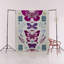 Tapis décoratif moderne mauve et beige à motif de papillons et de fleurs-218804366