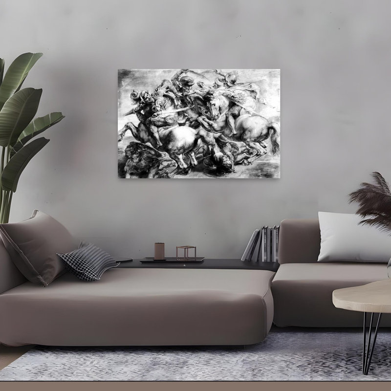 La bataille d'Anghiari, reproduction d'art classique classique, H 32 po x l 48 po