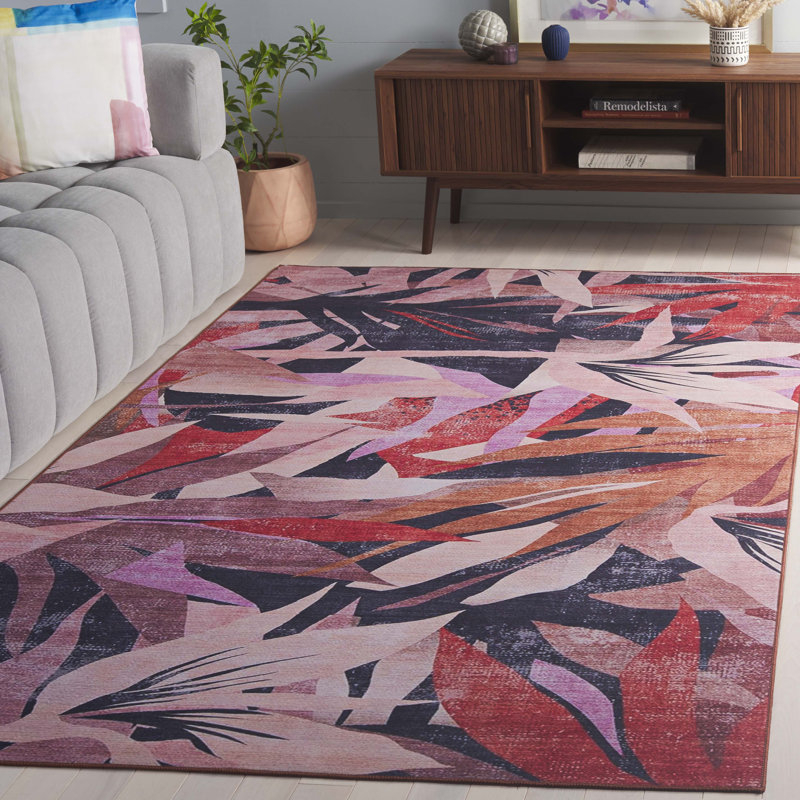 Vitorino Performance Machine Washable Floral Rug, Rectangle 5' x 8'