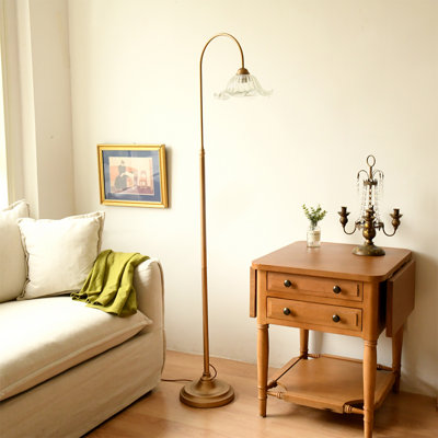 Retro-style iron and glass floor lamp