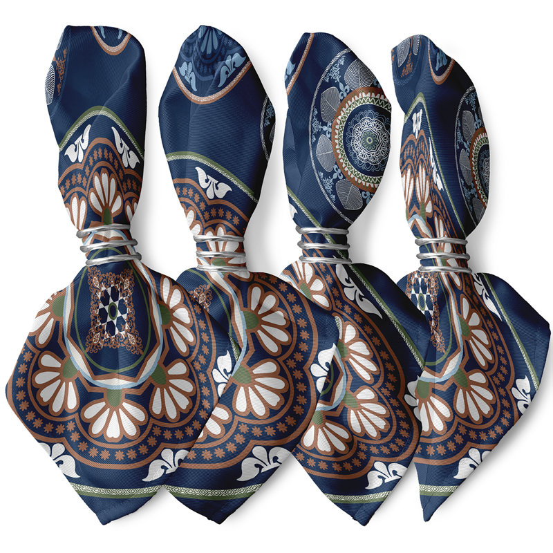 Audreya Floating Medallions Napkins, Navy