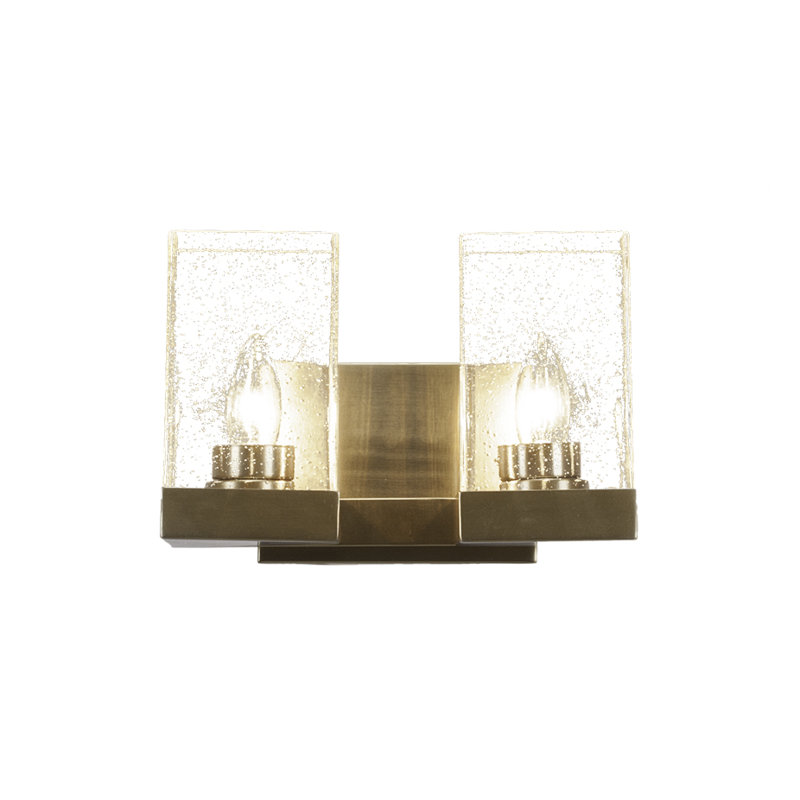 Karson 2 Light Bath Bar Shown With 4" Square White Muslin Glass, New Age Brass