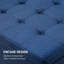 Bleu avec rangement à rabat. Style rétro pour l'intérieur. Tissu doux, espace de rangement abondant, configuration de charnière sécurisée. Des chambres design. Coussin, grand volume, assemblage stable