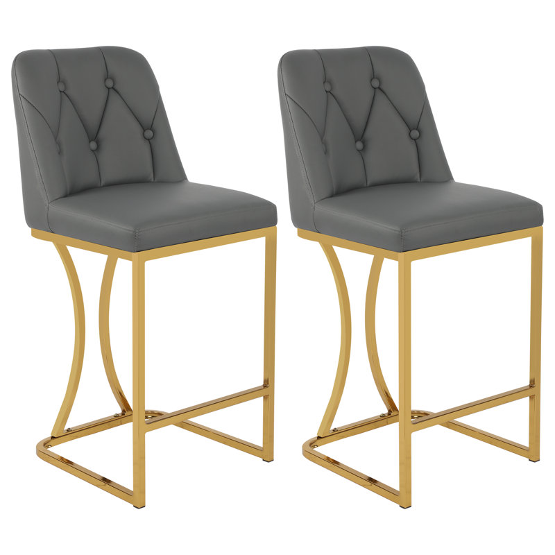 Tabouret de comptoir rembourré en similicuir, Gris