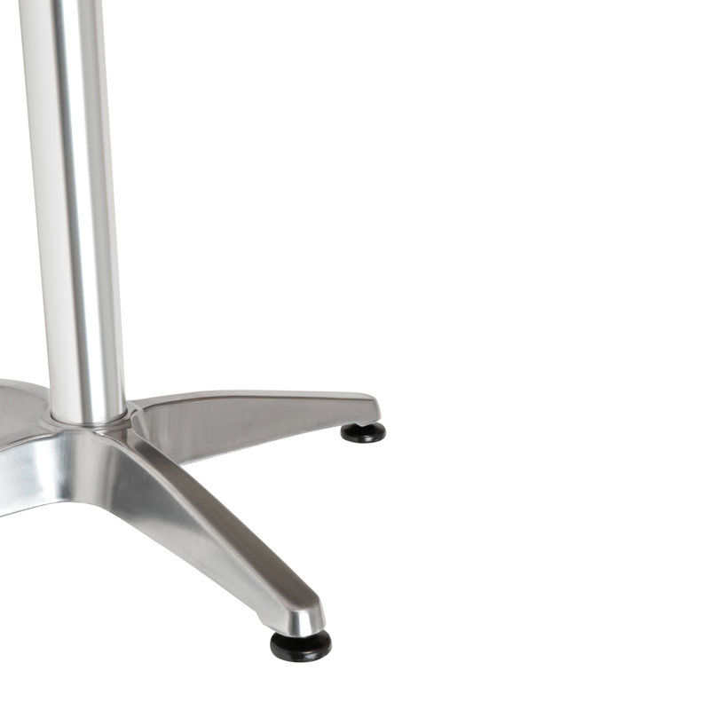 Trumann Indoor/Outdoor Aluminum Round Bar Height Table with Cross Base, Silver