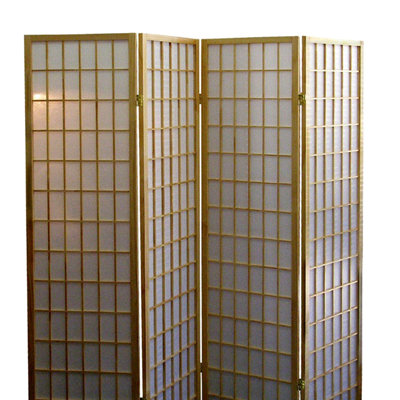 Cloison 70 po 4 pièces, finition en bois naturel de style japonais. Définit l'espace d'intimité. 4 panneaux de papier. Se plie facilement pour le rangement. Multicolore. H 70 po H 10 po. L 60 po. Paravent 17 lb inspiré du bois. Créez un espace.