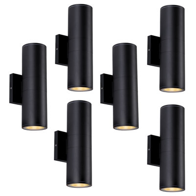 6-Pack 12" Modern LED Up and Down Wall Sconce – Aluminum  Round Wall Light, IP65 Waterproof