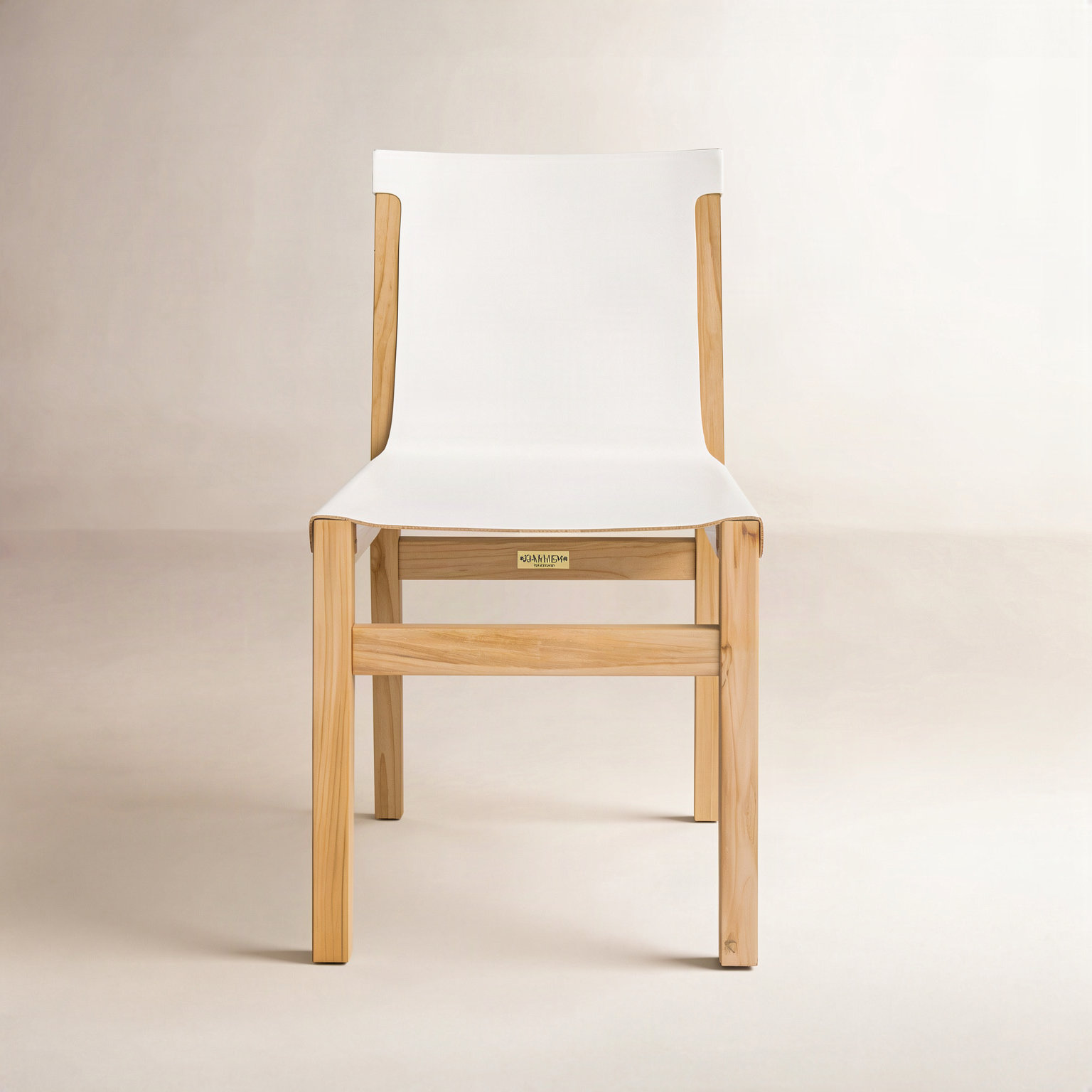 Cambell Teak Dining Chair, White Faux Leather