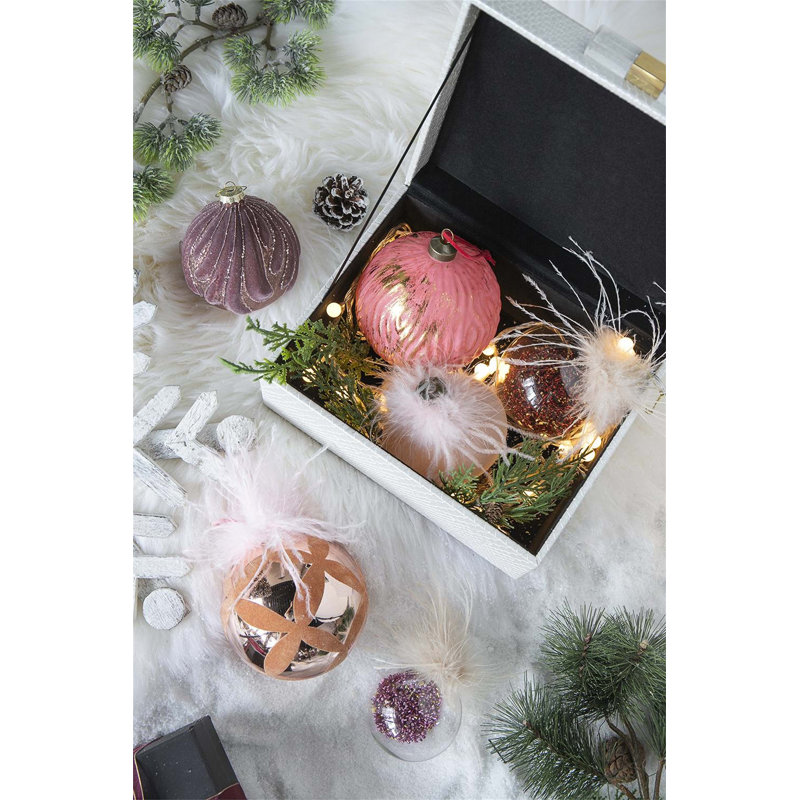 D3.9" Christmas Ball Ornaments, Glass Decorative Hanging Ball Christmas Tree Ornaments, Set of 6