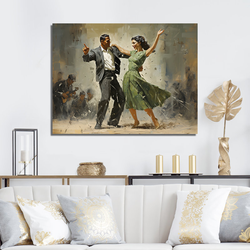 Danse dansante des années 60 IV, Toile tendue, L 32 po x H 16 po x P 1 po