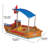 Wooden Pirate Sandbox with Canopy, Covered Kid's Sandbox, Blue & Red