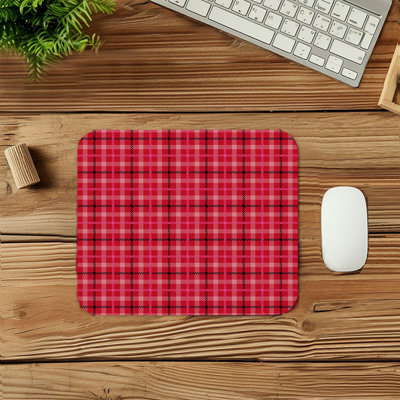Abstract Red Plaid Pattern Modern Gaming Cute Office Laptop Desk Pad Gift Mat Square Rectangle Non-Slip Mousepad