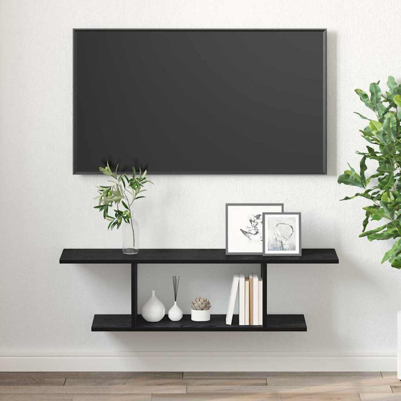 TV Cabinet Engineered Wood, 26.5cm H x 103cm L x 30cm W, Black