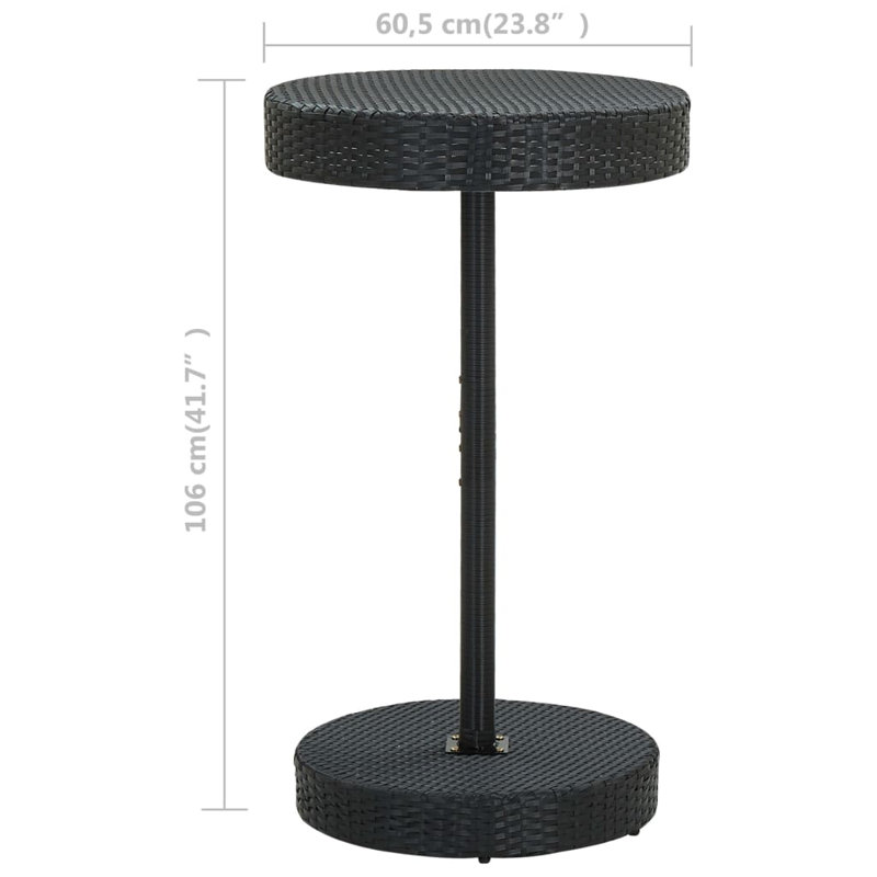 Adhurim Round Steel Outdoor Bar Table, 106cm H x 60.5cm W x 60.5cm D, Black