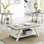Table basse 3 - Gris et beige patiné, plateaux rectangulaires, tablette supplémentaire, plateaux en bois avec rangement et pieds évasés-1531380188-1531380181