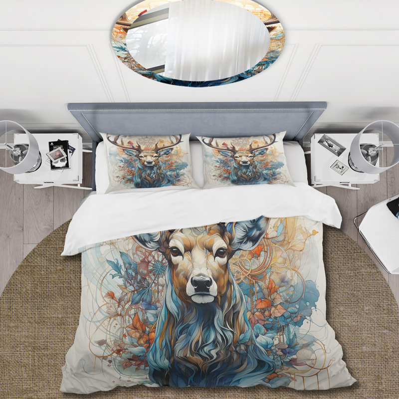 Ensemble de housse de couette Deer, Housse de couette simple et deux taies décorative
