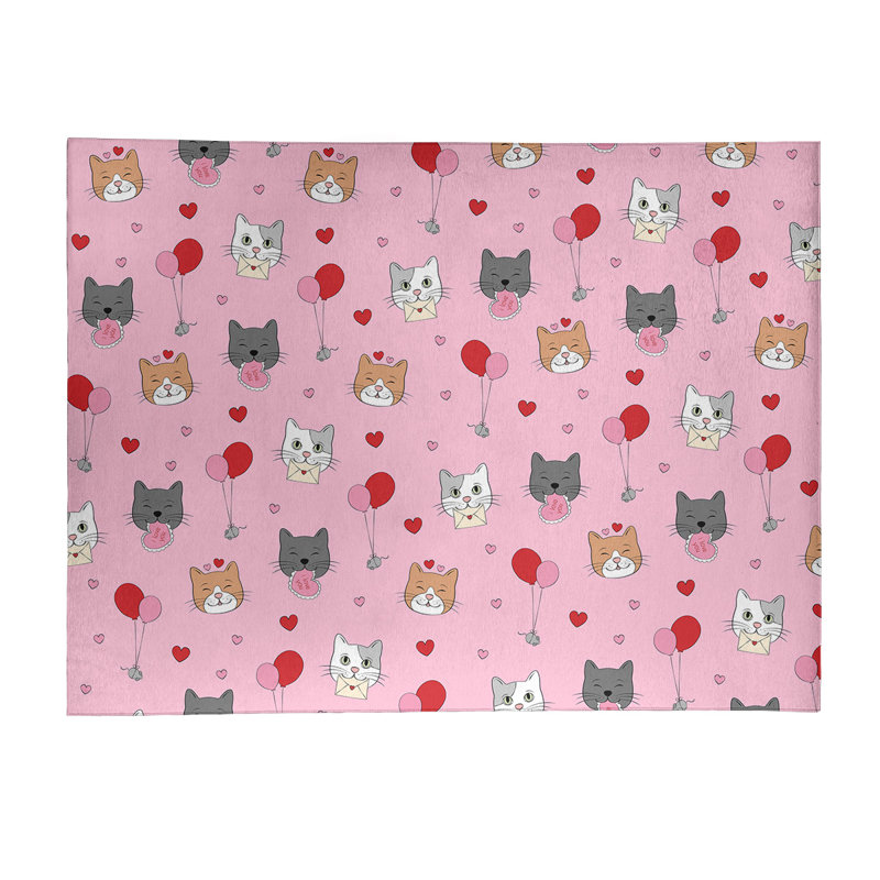 Tapis rose/rouge/gris fait main, Rectangle 8 pi x 10 pi