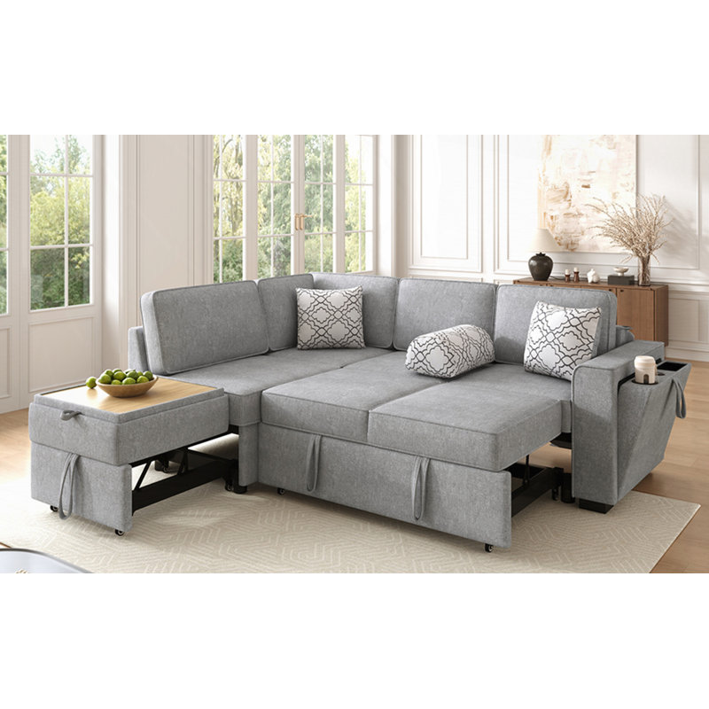 Convertible Sectional Sofa Bed, Dark Gray