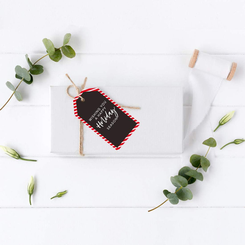  Étiquettes-cadeaux classiques à motif de canne à sucre à rayures