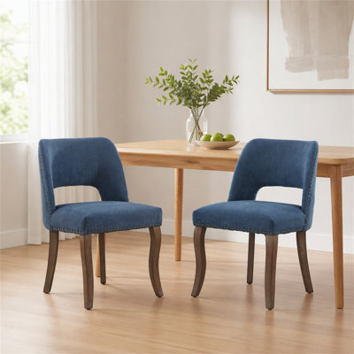 Ensemble de 2 chaises de salle à manger en bois, chaise de salle à manger rembourrée en tissu moderne, chaise de salle à manger de style maison de campagne