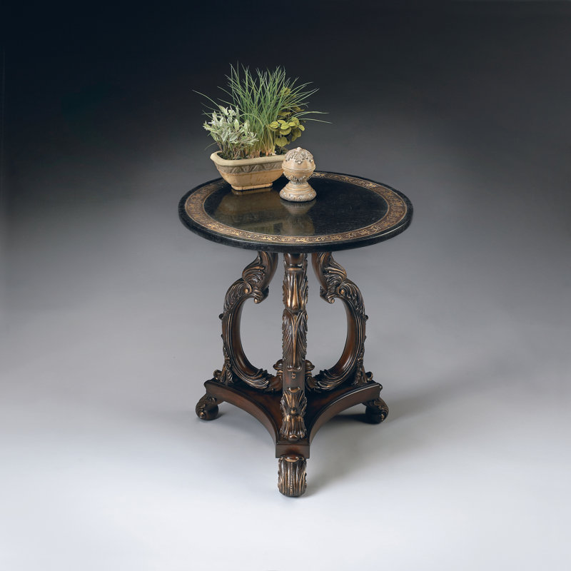  L 22,5 po Lafayette W Table d'appoint ronde en pierre multicolore
