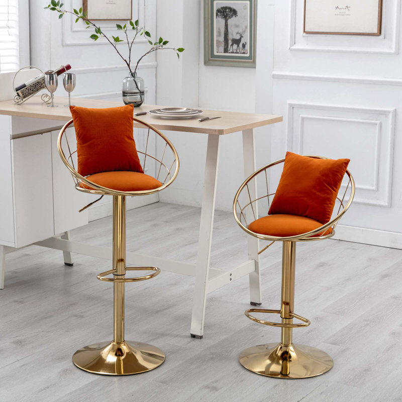 Hauteur réglable de la chaise de bar rotative à 360 degrés - H 42 po x l 21 po x P 18 po, Orange
