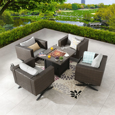 Arwed 4-Person Patio Conversation Sets with Firepit