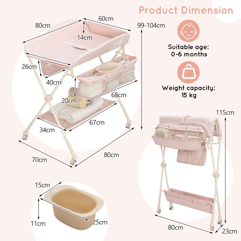 Croteau Changing Table, Pink