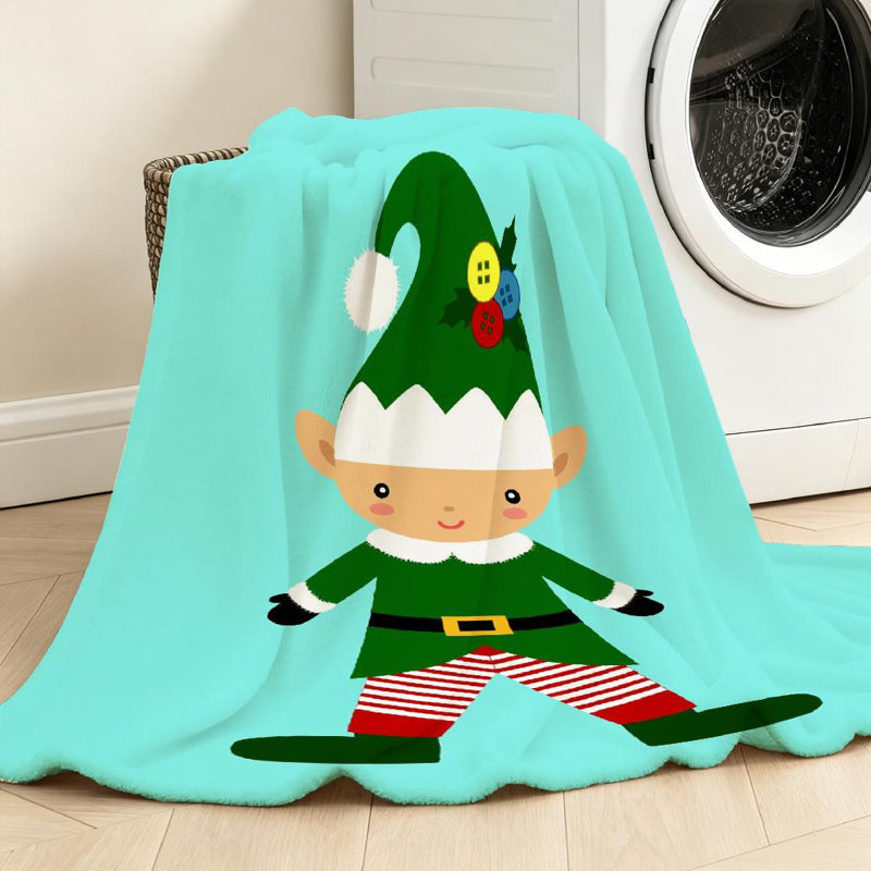 Jeté en molleton blanc ultra doux, imprimé Elf de Noël Nouvel An, Jeté 50 po x 60 po