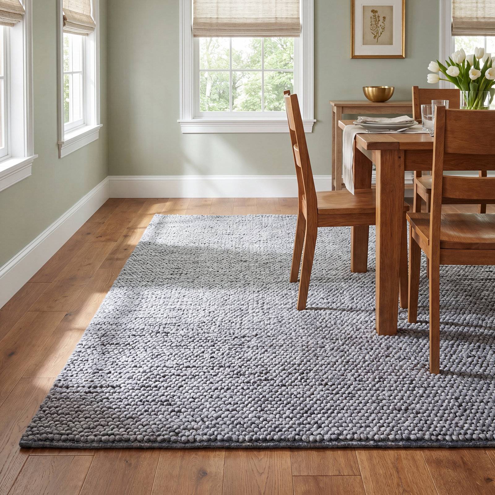 Kiersten Gray Hand-Hooked Rug, Rectangle 5' x 7'
