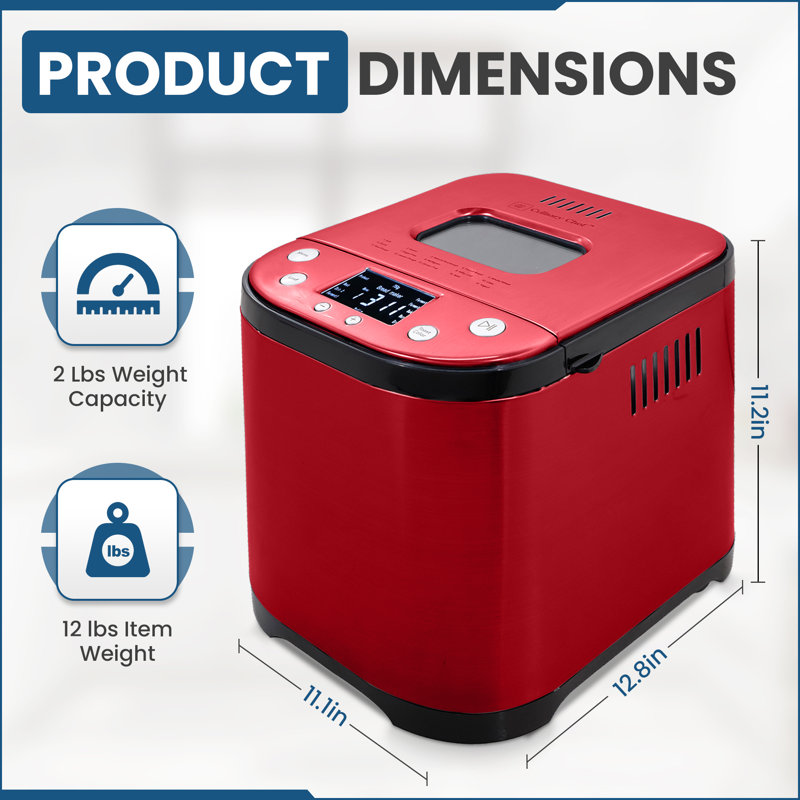 Chef culinaire, machine à pain, 15 programmes, acier inoxydable, Rouge
