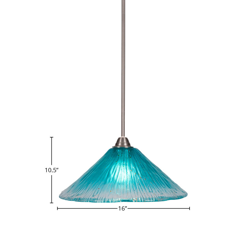 Luminaire suspendu en verre Averyon Paramount, Bleu, H 10,5 po x l 16 po x P 16 po, Nickel brossé