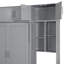 Grand lit mural gris, avec tablette supérieure, tablettes latérales intégrées et bureau, armoire de rangement intelligente, couleur grise, solution confortable