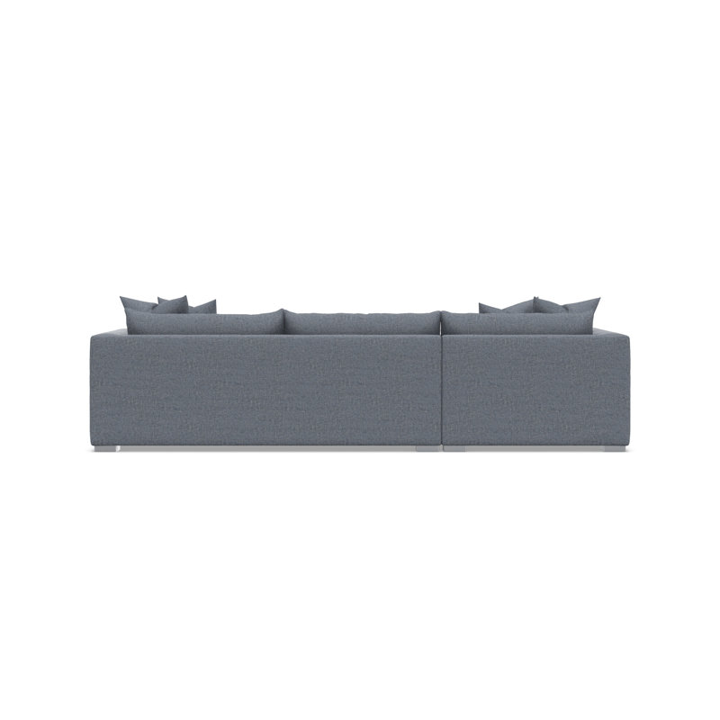 Chaise Sectional, Teal Polyester, Left Hand Facing