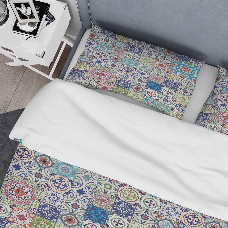 Multicolor Ethnic Patchwork - Abstract Duvet Cover Set - Microfiber Polyester, Twin Duvet Cover + 1 Standard Sham
