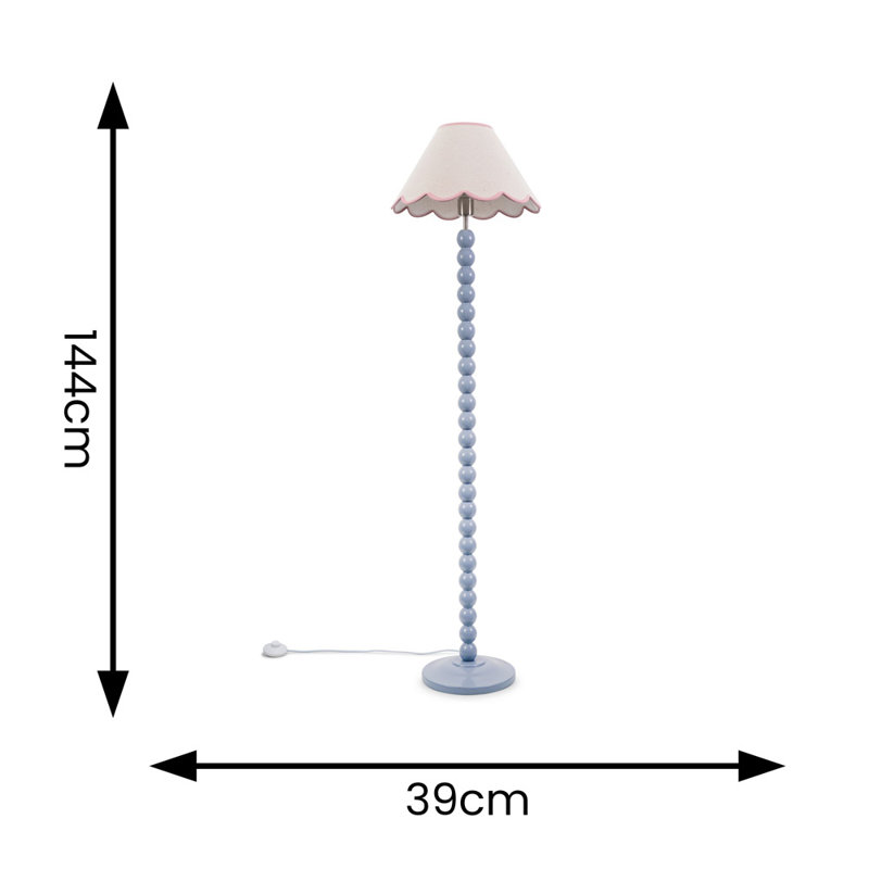 Bobbles 144cm Traditional Floor Lamp, Powder Blue, White/Pink