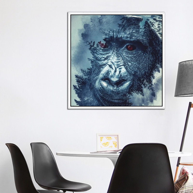 Gorilla by Paul Haag - Print on Canvas, 93.98 cm H x 93.98 cm W, White Framed