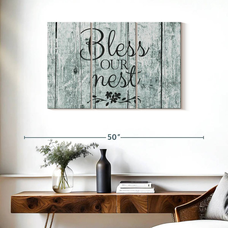 Plaque murale «Bless our Nest», H 24 po x l 38 po