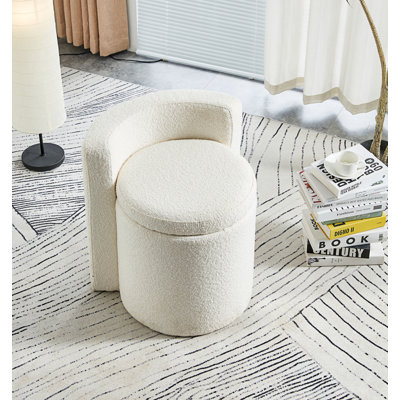 Hafsah Upholstered Wool Storage Ottoman